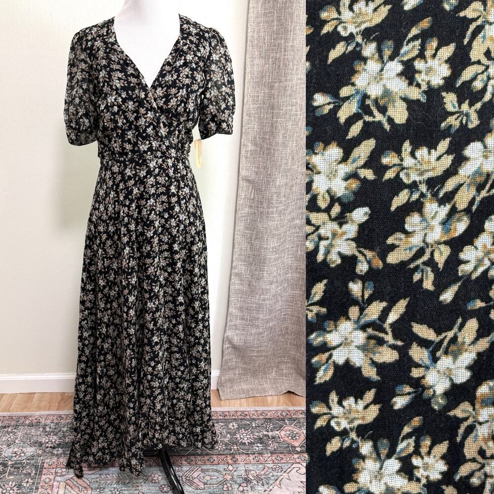 Denim & Supply Ralph Lauren Floral Maxi Wrap Dress M Dark Western Cottage Boho